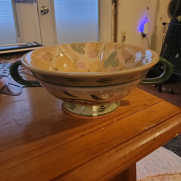 Danna Cullen Other - Danna Cullen Multicolor Floral Ceramic Handled Bowl Glossy Round Printed